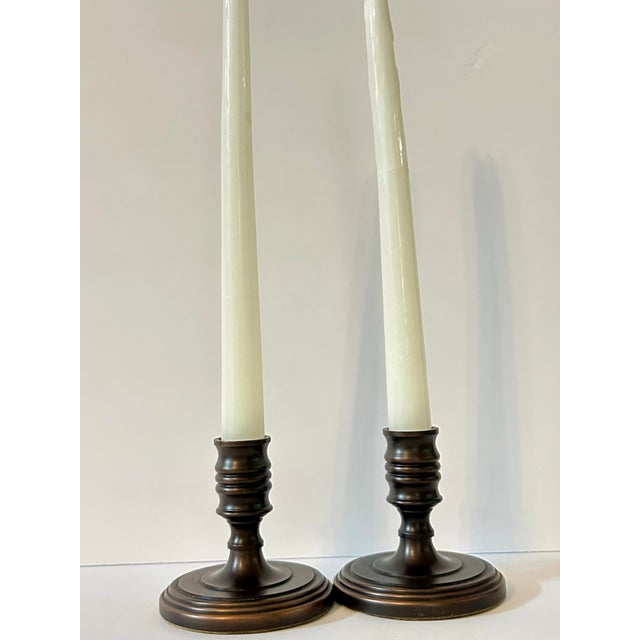 Metal Vintage Late 20th Century Baldwin Venetian Bronze Candlestick Holders-Set of 2 For Sale - Image 7 of 8