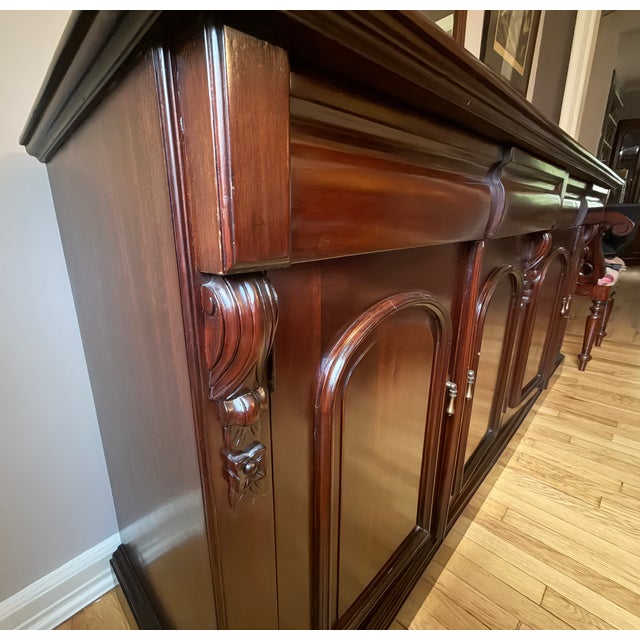 Reproduction Solid Mahogany Victorian Mirrored Dining Room Sideboard For Sale - Image 4 of 7