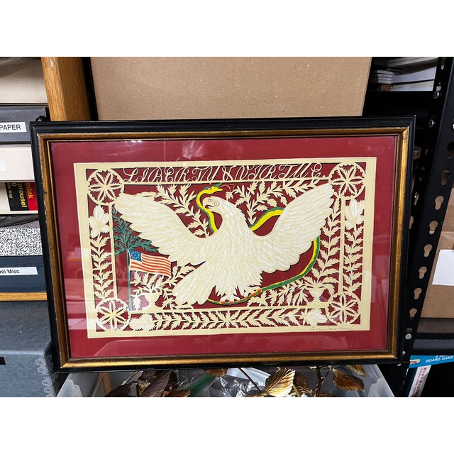 American 1940s Vintage Paper Cut American Eagle Allen Saalburg Print, Framed For Sale - Image 3 of 7