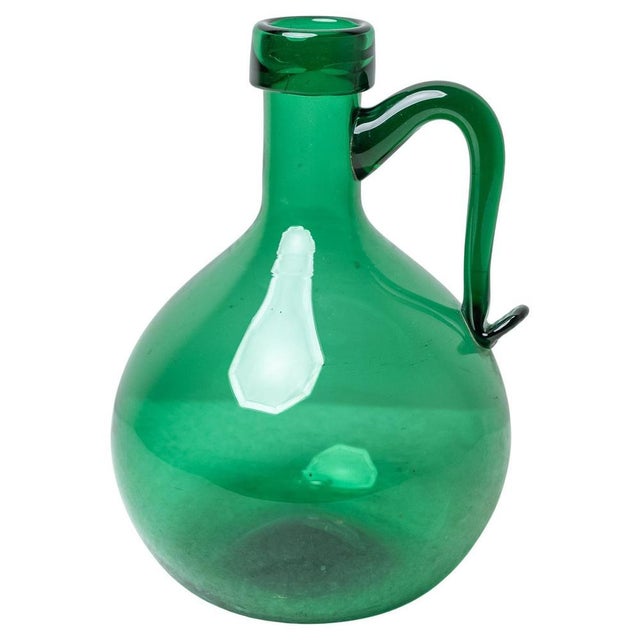 Green Green Glass Pitcher, 1950s For Sale - Image 8 of 8