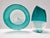 Made in Italy, 1970s - 1980s. It is made in teal and clear Murano glass with inclusions of puff-expanded murrines, This is...