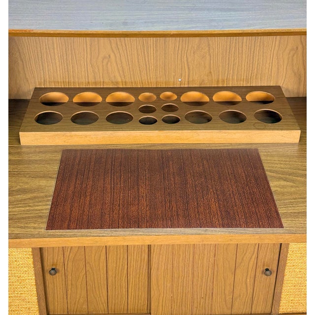 Mid 20th Century Modern Walnut Drop Front Dry Bar Cabinet For Sale - Image 10 of 14