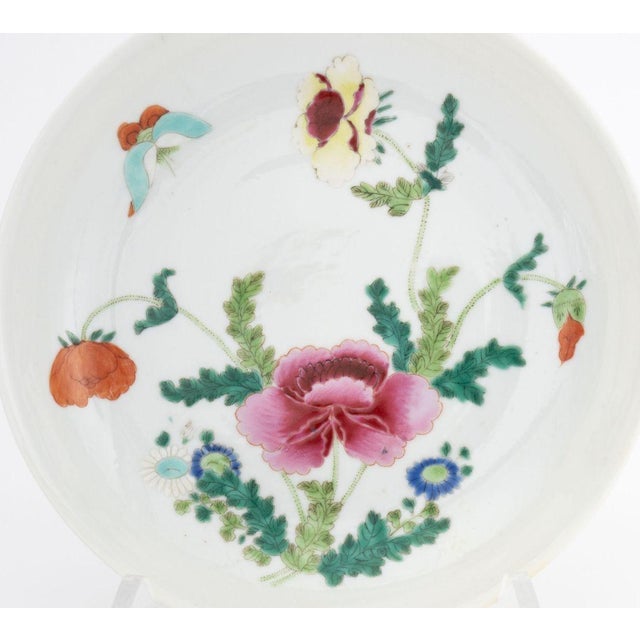 Chinese Famille Rose Porcelain Butterfly and Flower Motif Plate, unmarked. 7.25" Diameter x 1.25" H. Provenance: From the...