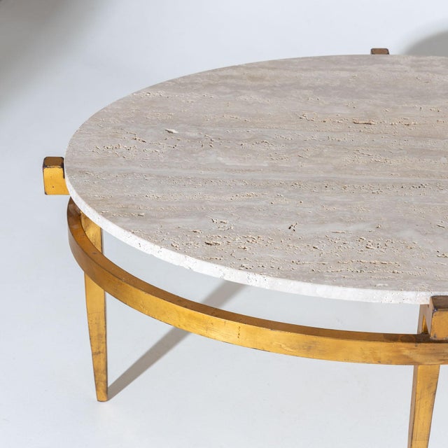 Oval Coffee Tables with Travertine Tops, Italy 1970s For Sale In New York - Image 6 of 9