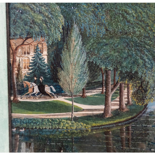 19th Century English Victorian Exquisite Gouache Landscape Painting of Park Setting For Sale - Image 14 of 18