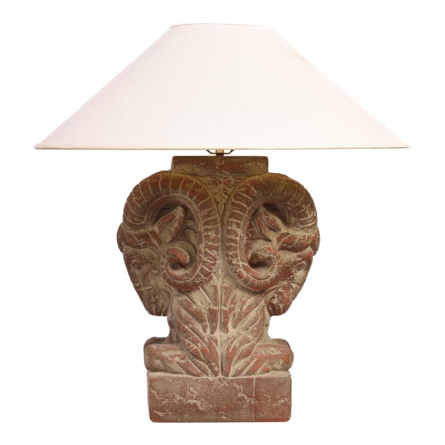 A Bon Art ceramic table lamp, produced in 1990 after the designs of Chapman and Mario Buatta. The lamp features a pair of...