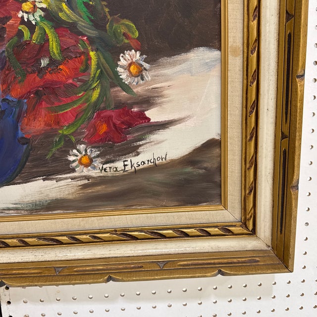 1970s 1970s Vintage Italian Style Floral Still Life Oil Painting ~ Signed For Sale - Image 5 of 11