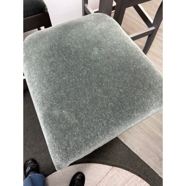 Custom Design Wood + Mohair Barstools, Set of Three For Sale - Image 4 of 12