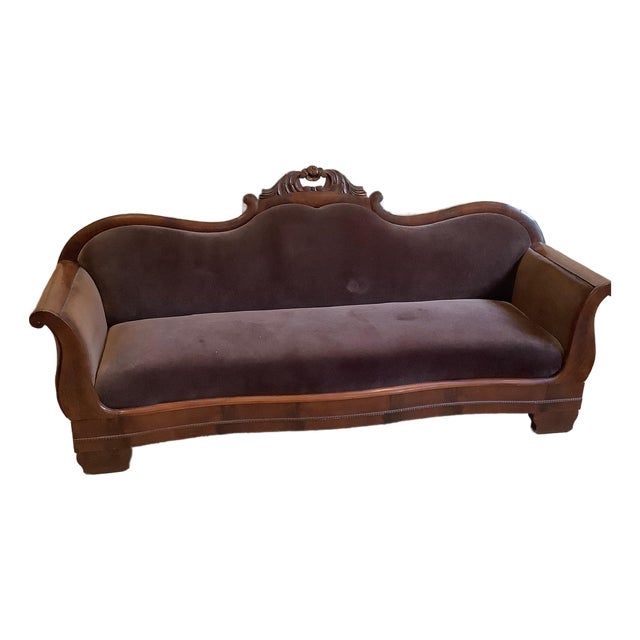 Vintage 19th Century Empire/Regency Mahogany Sofa For Sale