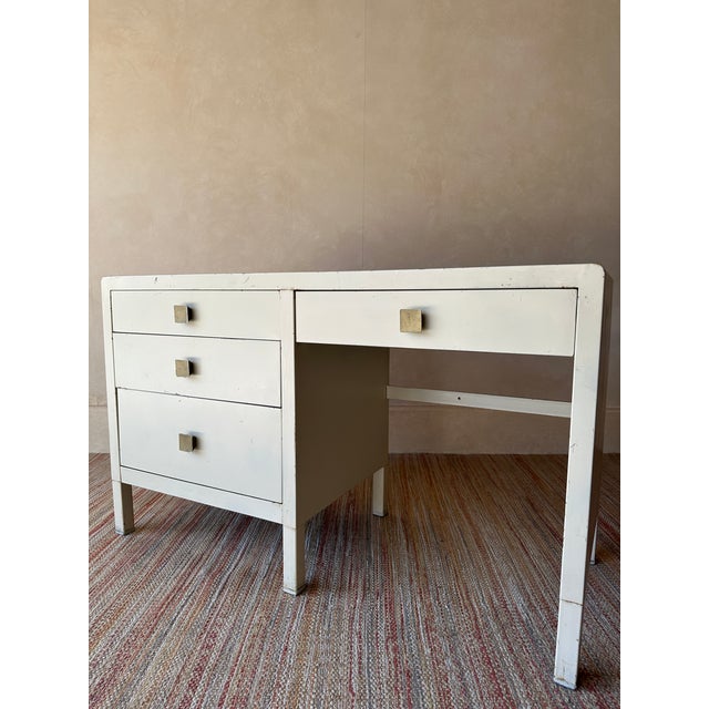 Vintage Simmons Metal Desk With Original Square Pulls, C 1940s For Sale - Image 11 of 15