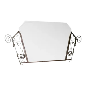 1930s French Art Deco Wrought Iron Beveled Mirror After Edgar Brandt