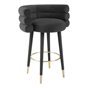 Betty Black Velvet Bar Stool