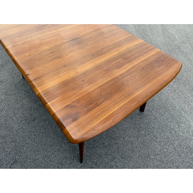 Mid-Century Modern 1950's Solid Walnut Dining Table + Leaves + Pad Protector by Bissman Furniture For Sale - Image 6 of 18