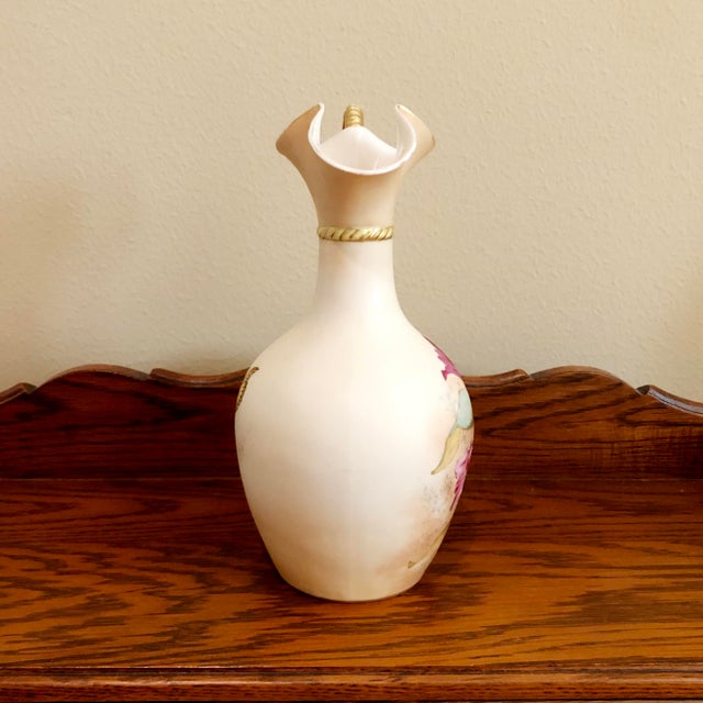 Antique Robert Hanke Austrian Porcelain Vase With Hand Painted Tulips For Sale - Image 4 of 6
