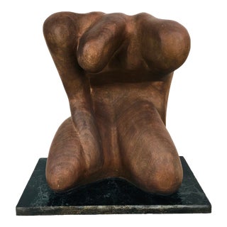 Vintage Henry Moore Style Carved Stone Modern Abstract Statue Sculpture For Sale