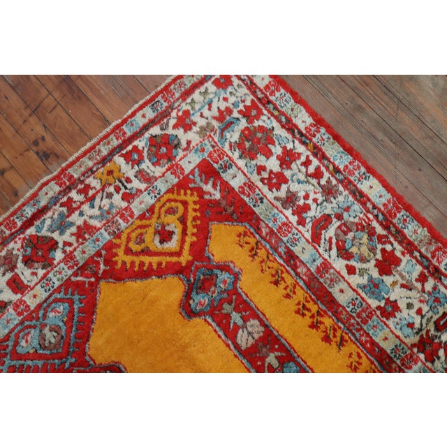 Bright Saffron Antique Angora Oushak Rug, Early 20th Century For Sale - Image 4 of 6