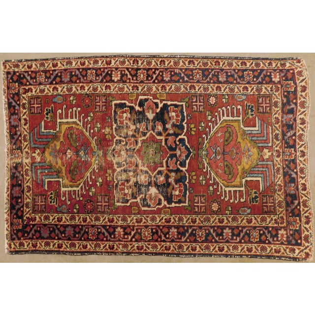 Origin: Persian Pattern: Geometric Style: Nomadic Color: red/ black Age: 80 years old Weaving technique: Hand knotted...