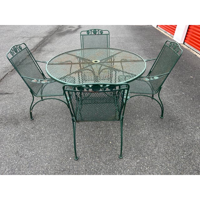 Perfect for your outdoor space! The table measures 48x29.5 and the chairs measure 18x26x37 No maker’s mark Very durable...