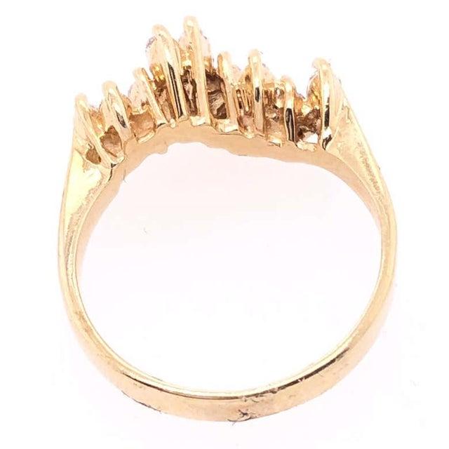 Metal 14 Karat Yellow Gold Wedding Bridal Ring With Marquise Diamonds For Sale - Image 7 of 11