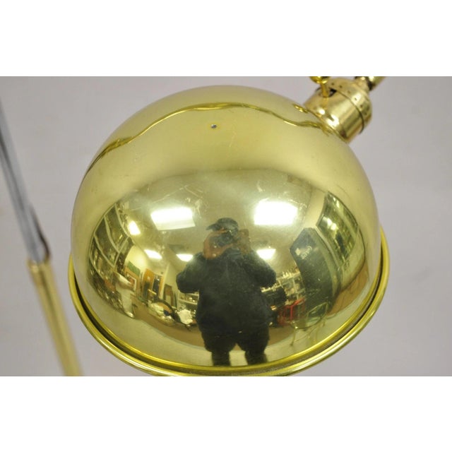 Metal Vintage Modern Pivoting Polished Brass Adjustable Pharmacy Task Floor Lamp For Sale - Image 7 of 12