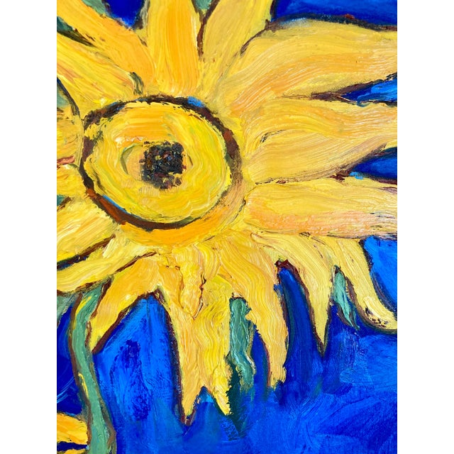 Contemporary Six Sunflowers, After Van Gogh Oil Painting, Framed For Sale - Image 3 of 13