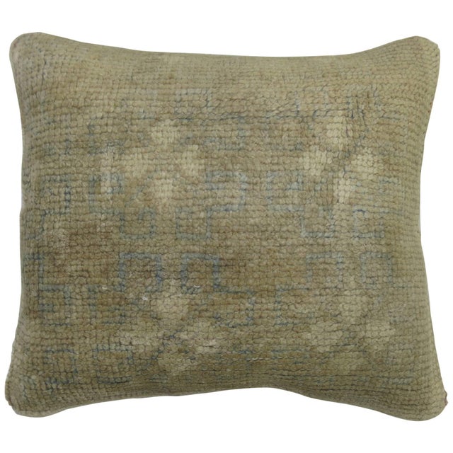 Pillow made from a vintage 20th century Turkish Oushak rug. 14'' x 16''