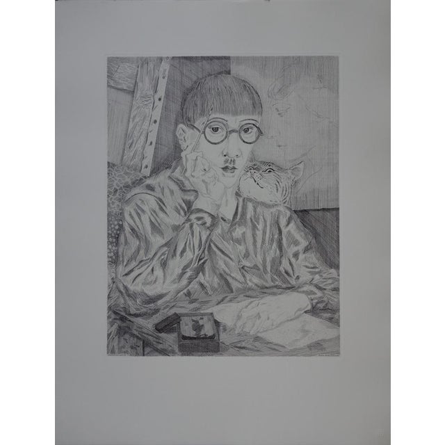 Tsuguharu Léonard Foujita, Self-Portrait with Cat, Original Engraving For Sale - Image 11 of 11