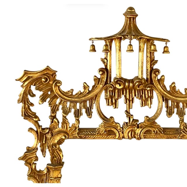 Wood Chinese Chippendale Style Giltwood Mirror For Sale - Image 7 of 9