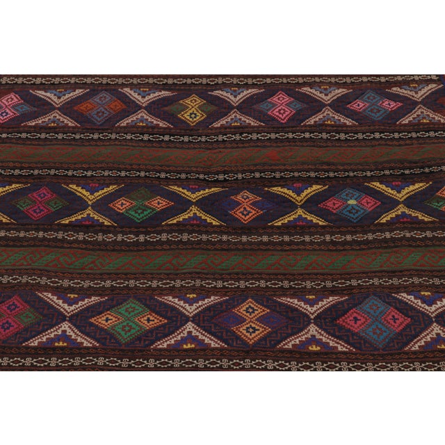 1950s Vintage Persian Soumak Kilim, Rich Ground With Jewel Tone Motifs - Rug & Kilim For Sale - Image 5 of 7