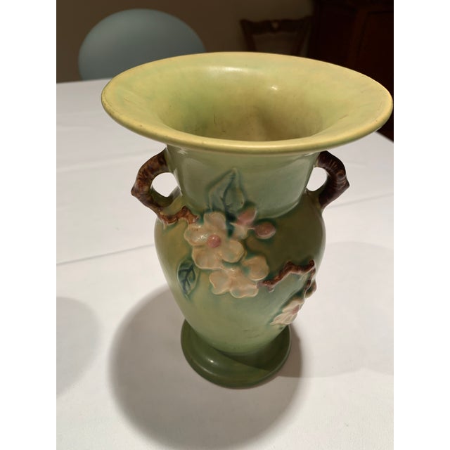 Pistachio 1940s Roseville Art Pottery Vases - a Pair For Sale - Image 8 of 10