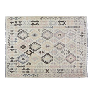 Afghan Tribal Natural Color Hand Made Organic Wool Maimana Kilim,5'1"x6'6" For Sale