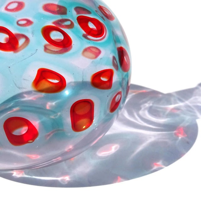 Mid 20th Century Vintage Cenedesse Murano Antonio Da Ros Alexandrite Purple Red Aqua Murrines Italian Art Glass Color Changing Flower Vase For Sale - Image 5 of 9