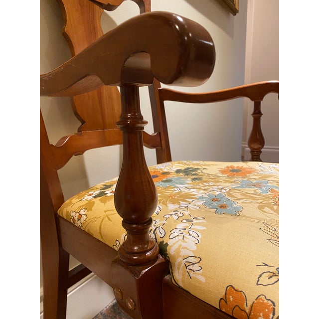 Brown 1950s Vintage Floral Upholstered Chair For Sale - Image 8 of 10