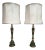 Pair of Japanese Bronze & Marble Column Table Lamps With Original Shades For Sale