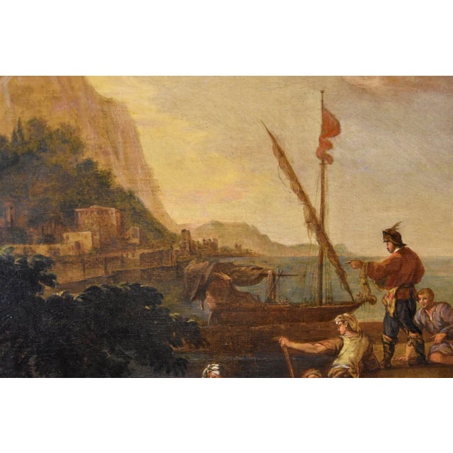 Jacob De Heush, Coastal Landscape with Architectural Ruins, 1680, Oil on Canvas, Framed For Sale - Image 12 of 16