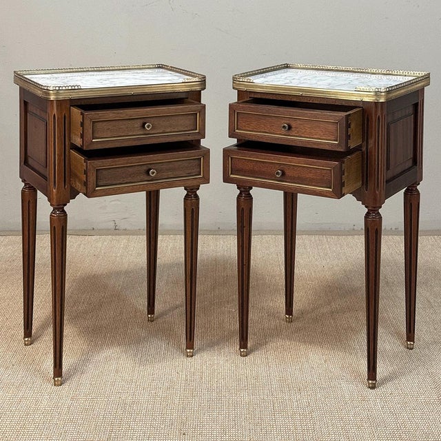 Pair French Louis XVI Marble Top End Tables For Sale In Dallas - Image 6 of 17