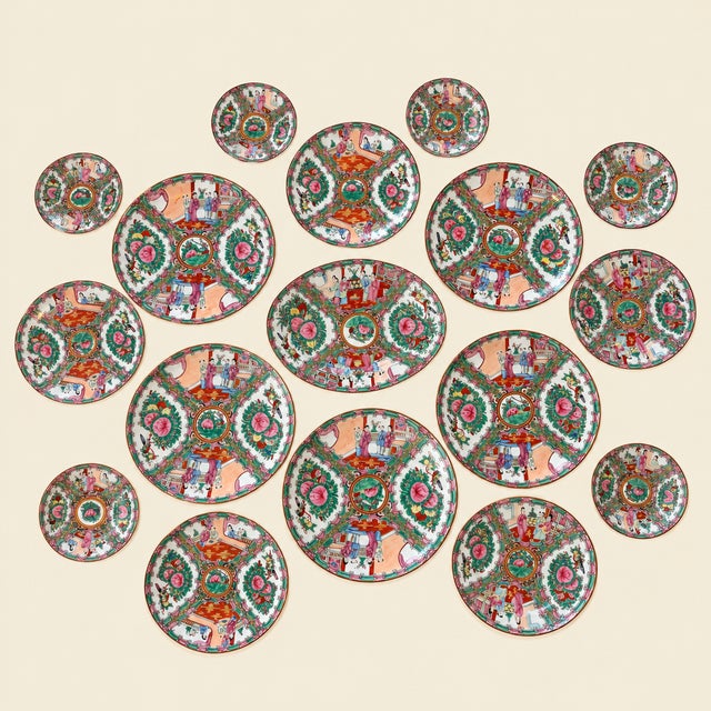 Antique Famille Rose Medallion Plates- 17 Piece Set For Sale - Image 17 of 17