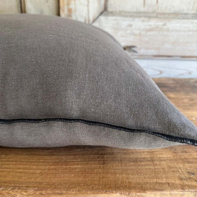 Not Yet Made - Made To Order Stone Washed French Linen Accent Pillow in Castor With Insert For Sale - Image 5 of 5