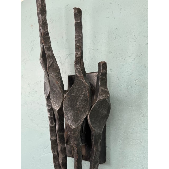 1970s Italian Brutalist Wall Lamp in Iron, 1970s For Sale - Image 5 of 13