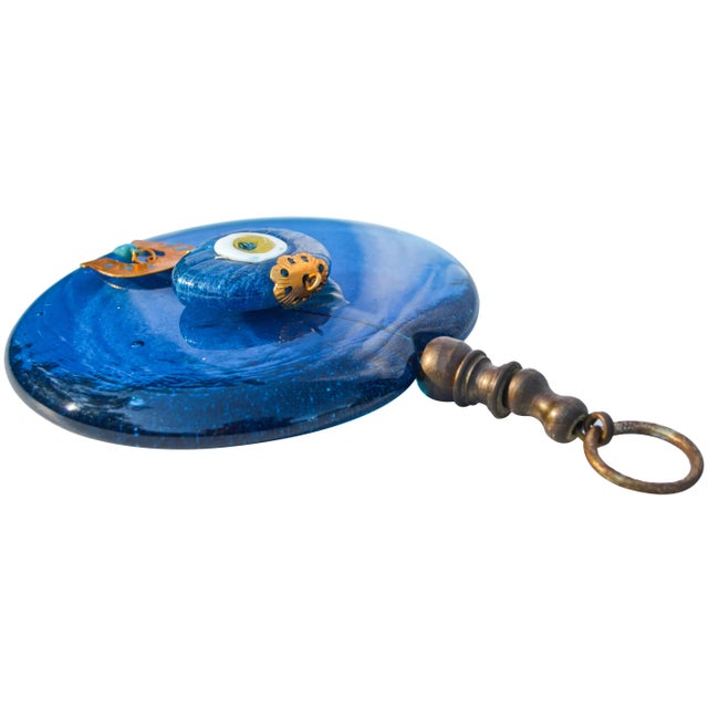 Blue Glass Wall Plaque Art For Sale - Image 4 of 6