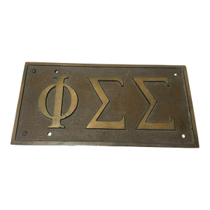 Vintage Thick Bronze Phi Sigma Sigma Sig Sorority Fraternity Wall Plaque Plate