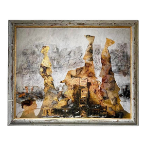 Andrea Stella "A Sunday to Remember" Gold Leaf Oil Mixed Media Painting, Figurative, Italian Contemporary Art, 2010