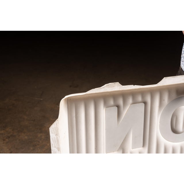 White Vintage Molded Lucite Dawson Funeral Home Advertising Sign Panel For Sale - Image 8 of 9