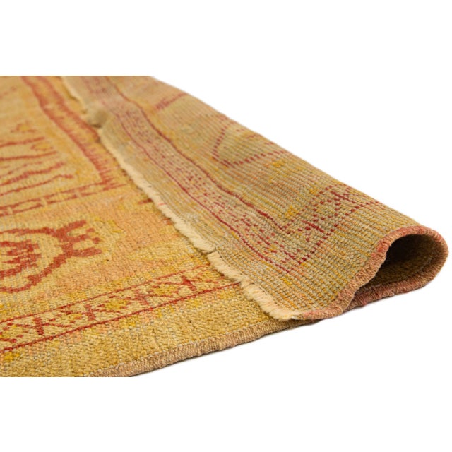 Turkish 19th. C. Turkish Oushak Wool Rug in Tan With Allover Floral Design For Sale - Image 3 of 9