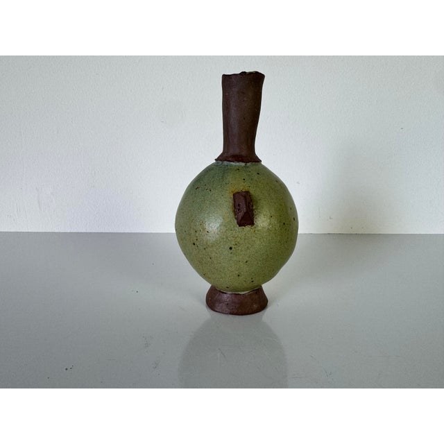 Vintage Small Handcrafted Pottery Vase For Sale - Image 4 of 9