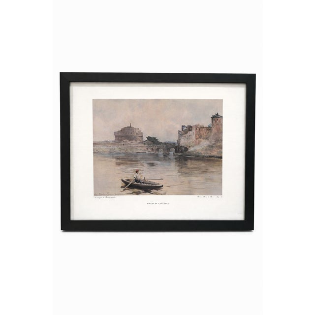 Vintage Italian Architectural Reproduction Print “Prati Di Castello” After Ettore Roesler Franz — Framed European Rome View For Sale In San Diego - Image 6 of 6
