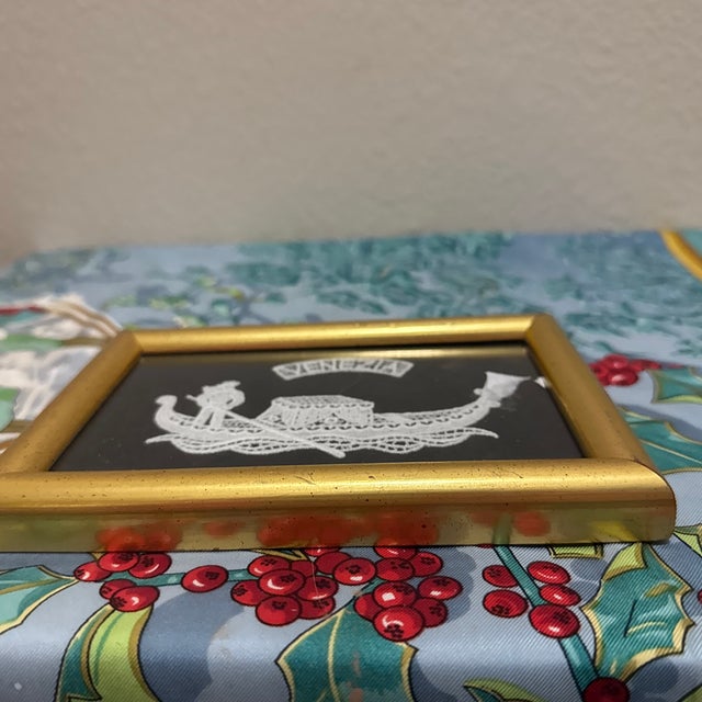 Capture the timeless romance of Italy with this delicate piece of Venetian lace art. Featuring a traditional gondola and...