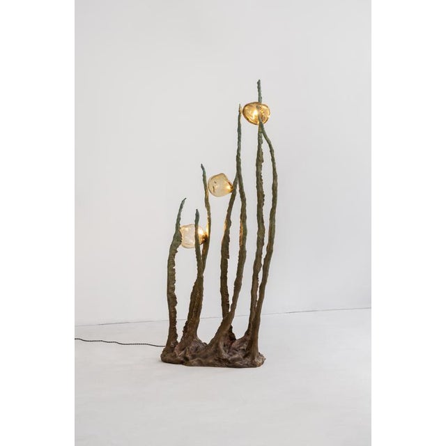 Posidoni Bronze and Handblown Glass Floor Lamp by Emilie Lemardeley For Sale - Image 6 of 11