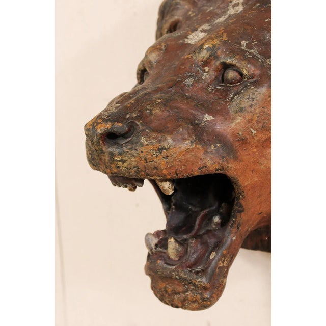Ceramic A Terracotta Lion's Head Wall Plaque For Sale - Image 7 of 8