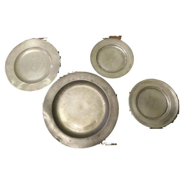 Silver Antique English Pewter Chargers, Set of 4 For Sale - Image 8 of 8